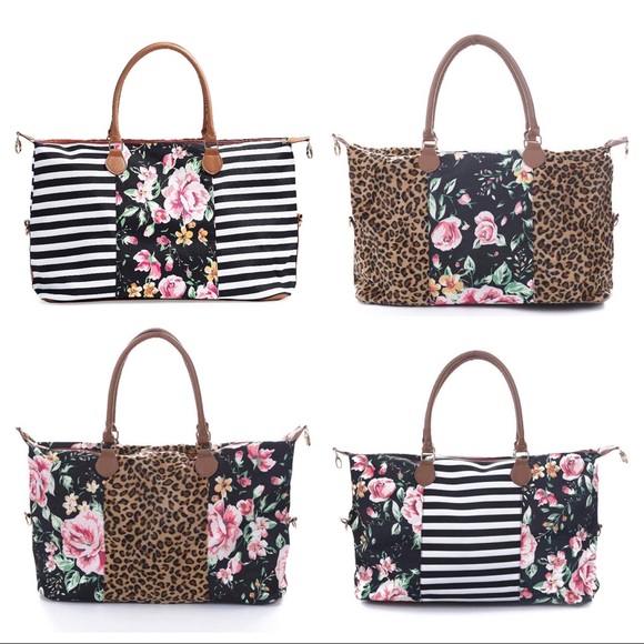 🔥 Limited! Faux Suede Leopard Floral Weekender - Picture 8 of 8